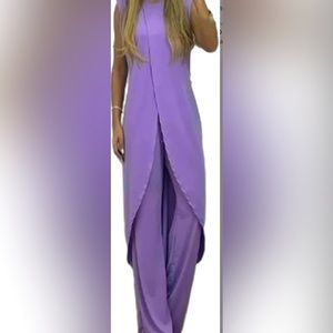 2 piece women’s pant suit in lilac